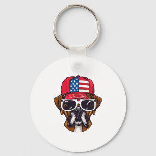 Boxer Dog USA Keychain