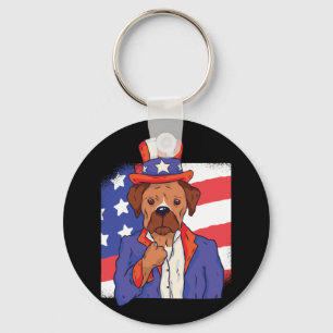 Boxer Dog USA Patriot Keychain
