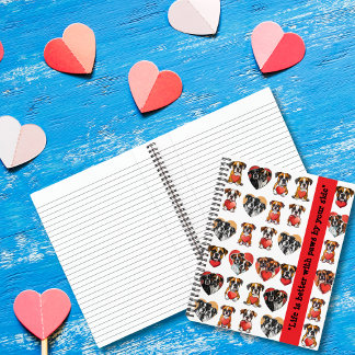 Boxer Dog Valentine Watercolor Design Notebook
