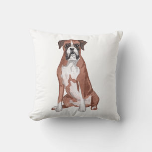 Boxer Dog Water Colour Art Painting Throw Pillow