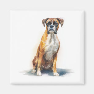 Boxer Dog Watercolor Art Magnet