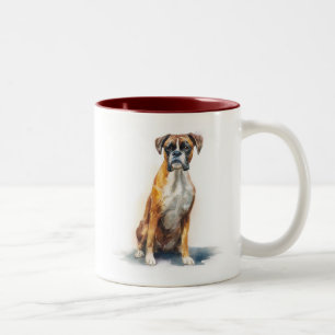 Boxer Dog Watercolor Art Two-Tone Coffee Mug