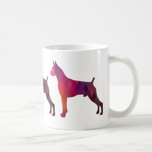 Boxer Dog Watercolor Geometric Pattern Silhouette Coffee Mug