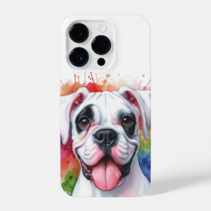 Boxer Dog Watercolor Splashes iPhone 14 Pro Case