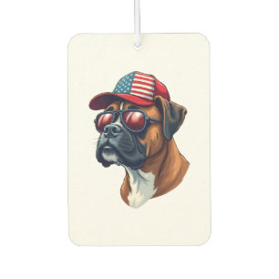Boxer Dog Wearing White Red Blue Air Freshener