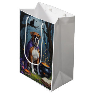 Boxer Dog Whimsical Halloween Painting  Medium Gift Bag