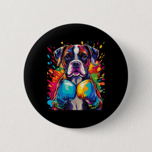 Boxer Dog With Boxing Gloves Colour Splash  2 Inch Round Button