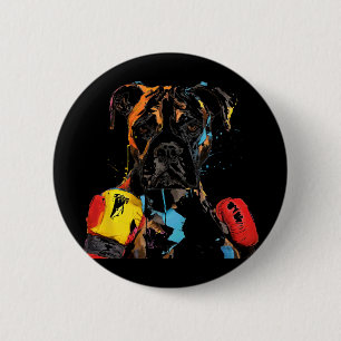 Boxer Dog With Boxing Gloves Men Women Kids  2 Inch Round Button