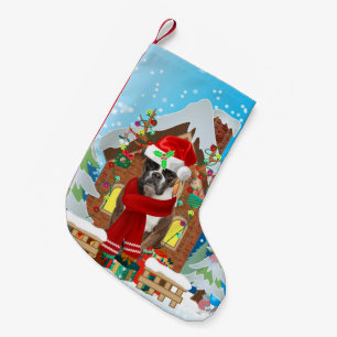 Boxer dog with Christmas gifts Small Christmas Stocking