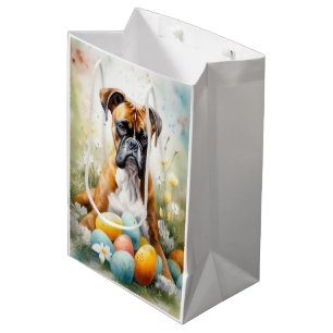 Boxer Dog with Easter Eggs Holiday Medium Gift Bag