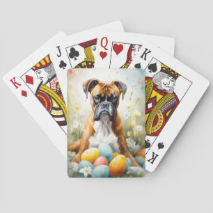 Boxer Dog with Easter Eggs Holiday Playing Cards