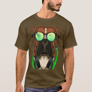 Boxer Dog With Sunglasses And Headphones T-Shirt