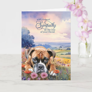 Boxer Dog with Wildflowers Pet Sympathy Card