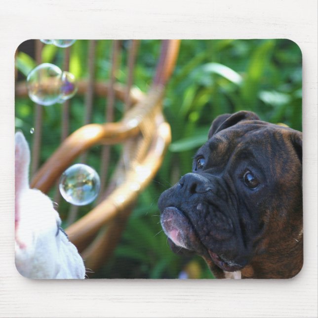 Boxer dogs and bubbles mousepad (Front)