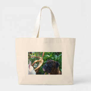 Boxer dogs and bubbles tote bag