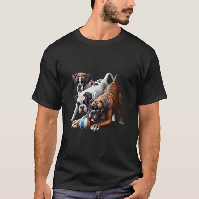 Boxer Dogs at Play T-Shirt (Front)