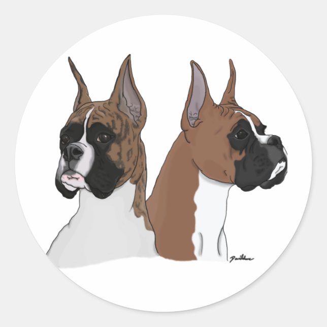 Boxer dogs classic round sticker (Front)
