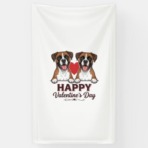 Boxer Dogs Happy Valentines Day Vintage Banner