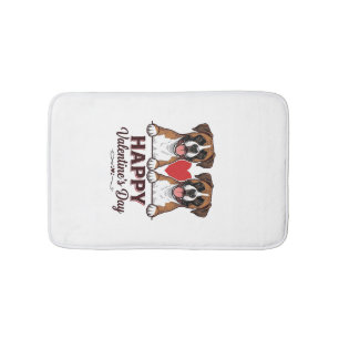 Boxer Dogs Happy Valentines Day Vintage Bath Mat