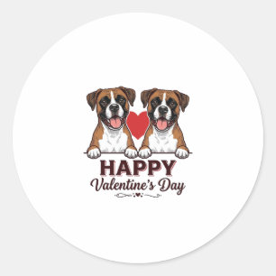 Boxer Dogs Happy Valentines Day Vintage Classic Round Sticker