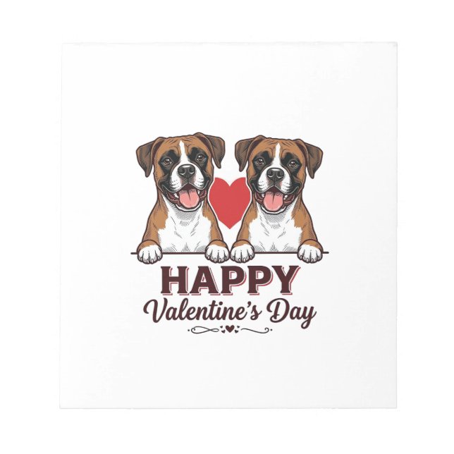 Boxer Dogs Happy Valentines Day Vintage Notepad (Front)