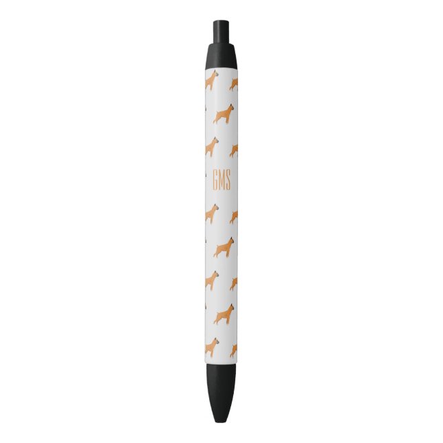 Boxer Dogs Pattern Monogrammed Pen (Front Vertical)