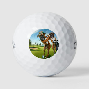 Boxer Dogs Playing Golf Golf Balls