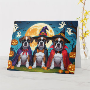 Boxer Dogs Pumpkin Halloween Funny Card