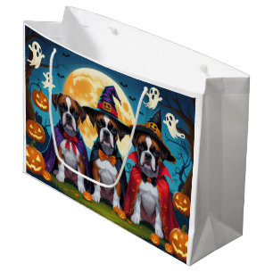 Boxer Dogs Pumpkin Halloween Funny Large Gift Bag