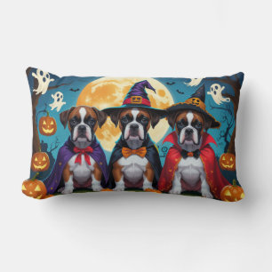Boxer Dogs Pumpkin Halloween Funny Lumbar Pillow