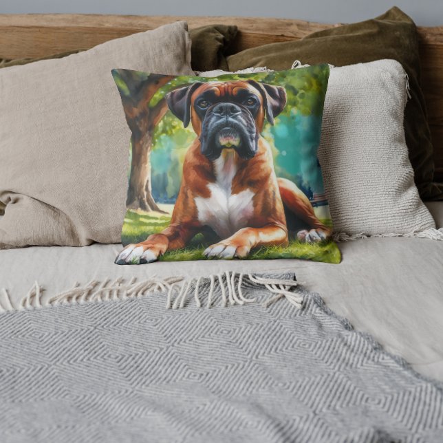 Boxer Dog🐾Wiggle Butts & Tail Wags Throw Pillow (Creator Uploaded)