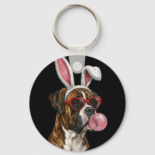 Boxer easter bunny dog lover  keychain