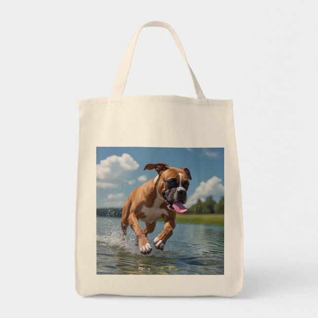 Boxer Elegant Grocery Tote Bag (Front)