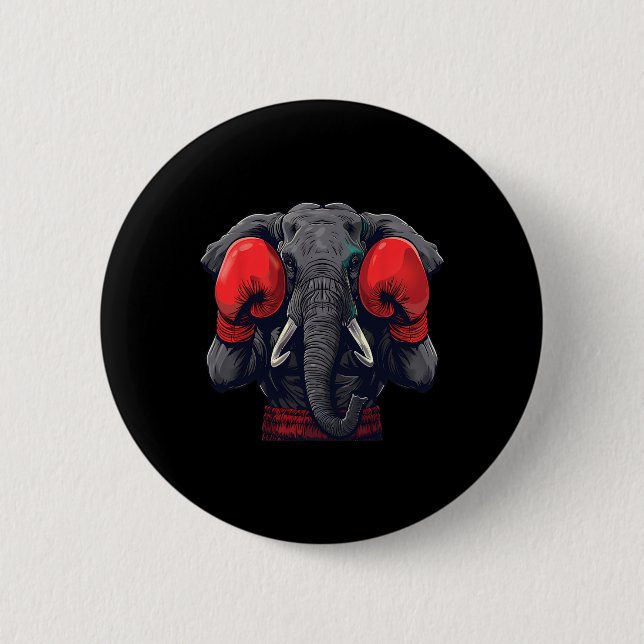 Boxer Elephant With Boxing Gloves Kickboxing Funny 2 Inch Round Button (Front)