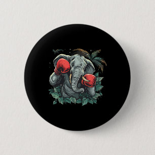 Boxer Elephant With Boxing Gloves Kickboxing Funny 2 Inch Round Button