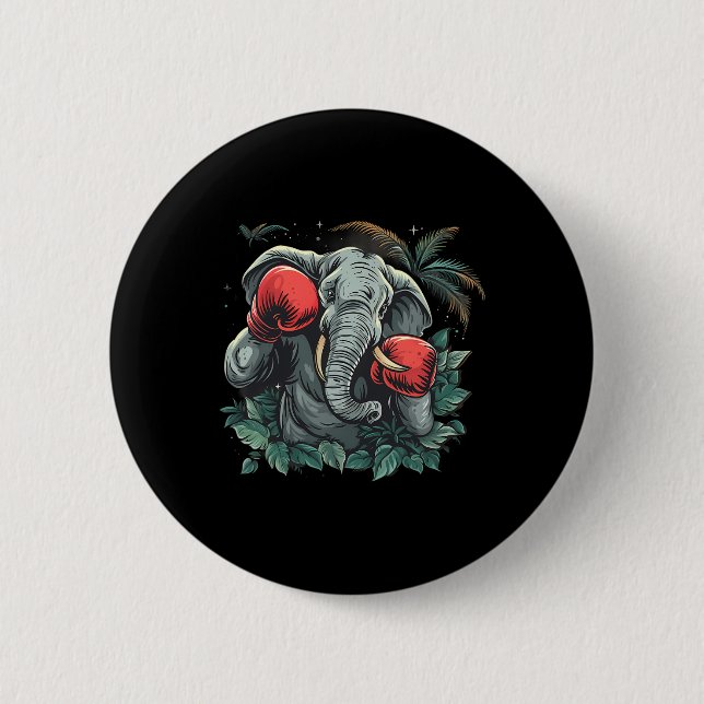 Boxer Elephant With Boxing Gloves Kickboxing Funny 2 Inch Round Button (Front)
