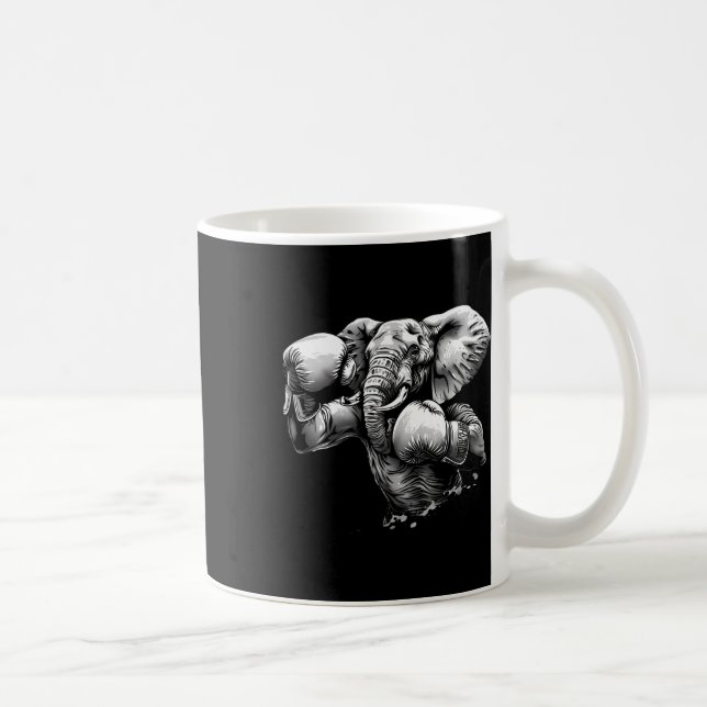 Boxer Elephant With Boxing Gloves Kickboxing Funny Coffee Mug (Right)
