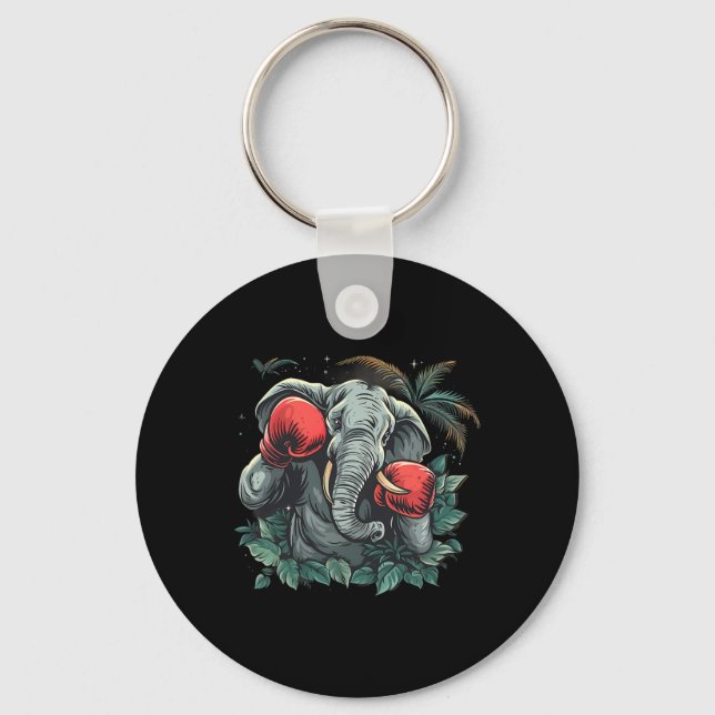 Boxer Elephant With Boxing Gloves Kickboxing Funny Keychain (Front)