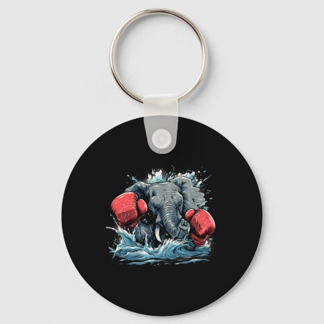 Boxer Elephant With Boxing Gloves Kickboxing Funny Keychain (Front)