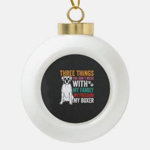Boxer Family Freedom Dog Lover Ceramic Ball Christmas Ornament
