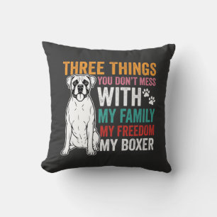 Boxer Family Freedom Dog Lover Throw Pillow