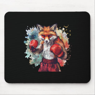 Boxer Fox With Boxing Gloves Kickboxing Funny Boxi Mouse Pad