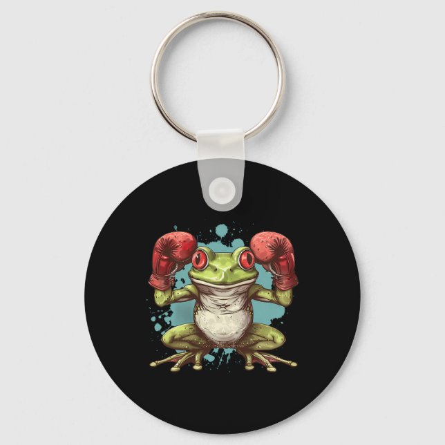 Boxer Frog With Boxing Gloves Kickboxing Funny Box Keychain (Front)