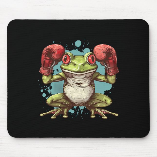 Boxer Frog With Boxing Gloves Kickboxing Funny Box Mouse Pad (Front)