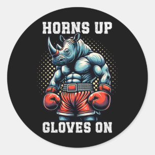 Boxer Gift Heavyweight Champion Gloves On Rhino Bo Classic Round Sticker