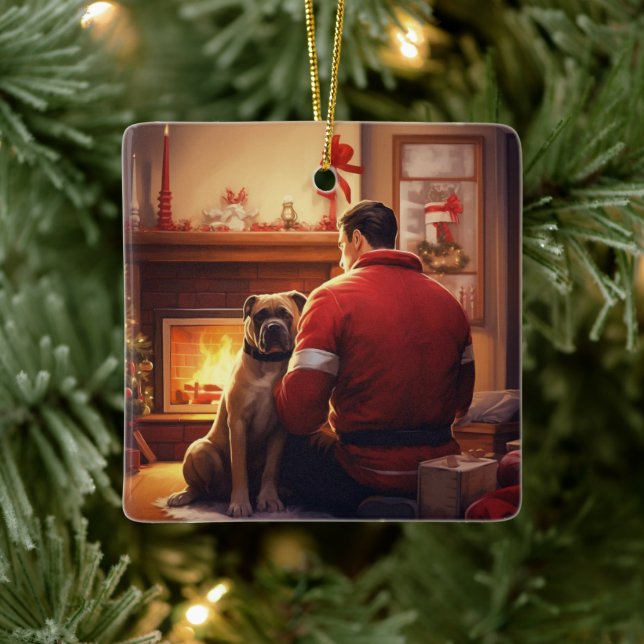 Boxer Gift, Pet Gift, Dog Fireman, Christmas Gift  Ceramic Ornament (Tree)