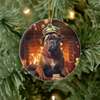 Boxer Gift, Pet Gift, Dog Police, Christmas Gift Ceramic Ornament