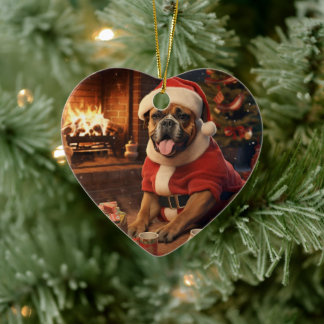 Boxer Gift, Pet Gift, Dog Police, Christmas Gift Ceramic Ornament
