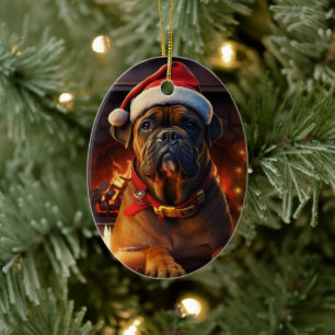 Boxer Gift, Pet Gift, Dog Police, Christmas Gift  Ceramic Ornament