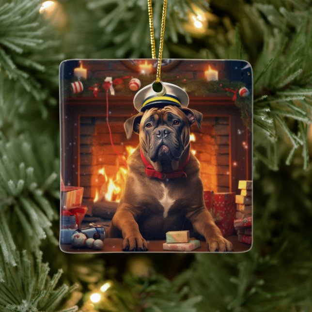 Boxer Gift, Pet Gift, Dog Police, Christmas Gift  Ceramic Ornament (Tree)
